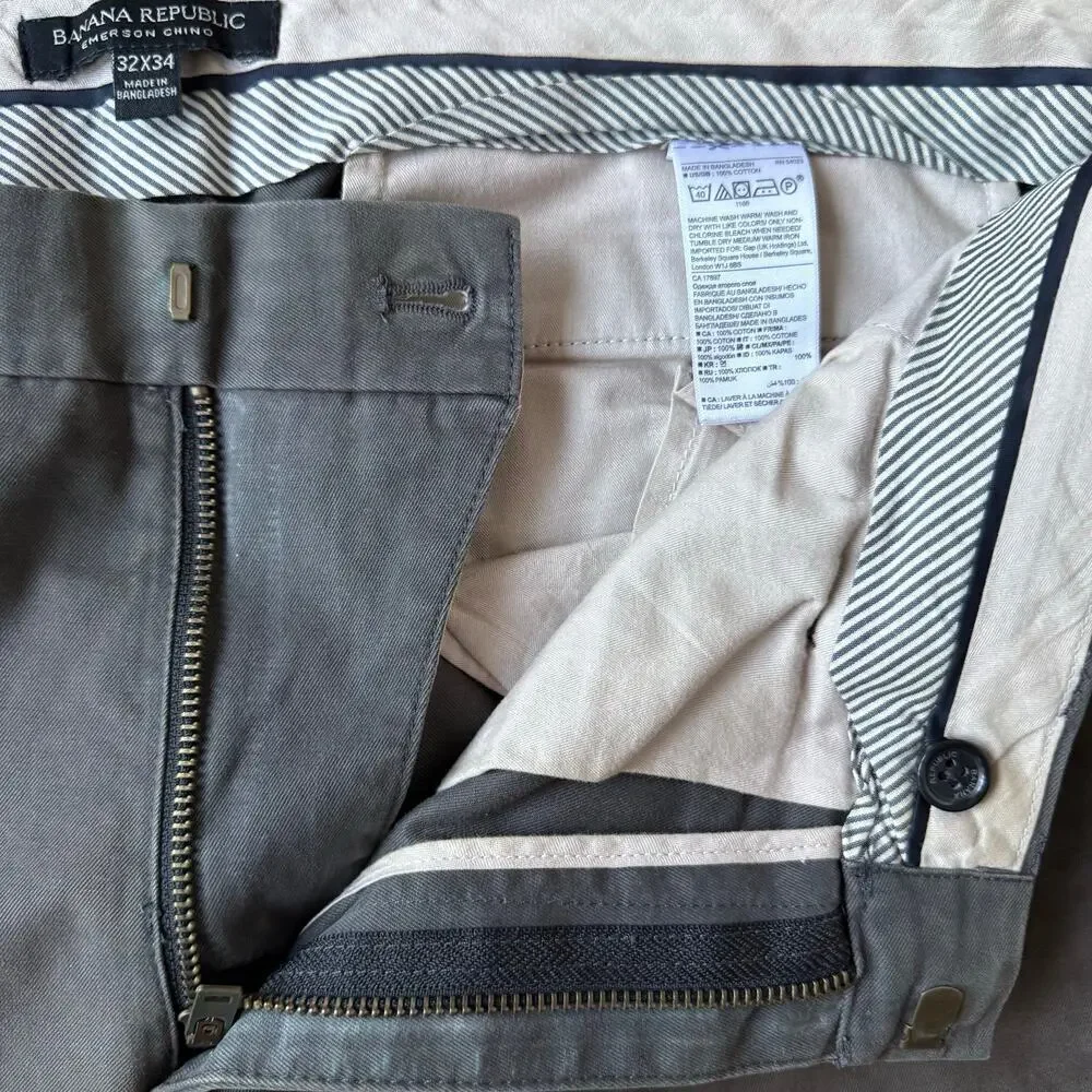 Banana Republic Emerson Chino Olive Green Pants Size 32 x 34 Casual Preppy